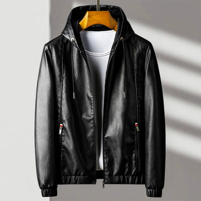 UrbanEdge Hooded Leather Jacket