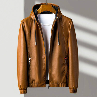 UrbanEdge Hooded Leather Jacket