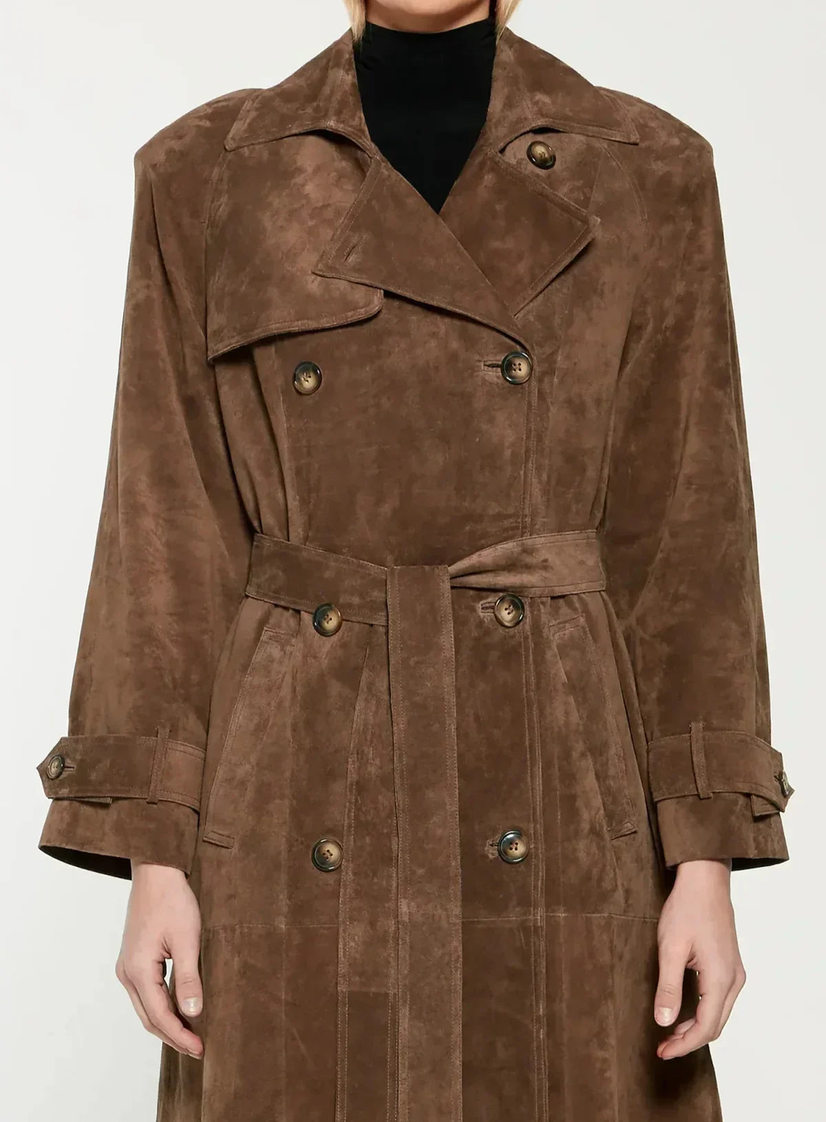 Harlow suede trench coat