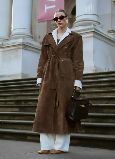 Harlow suede trench coat